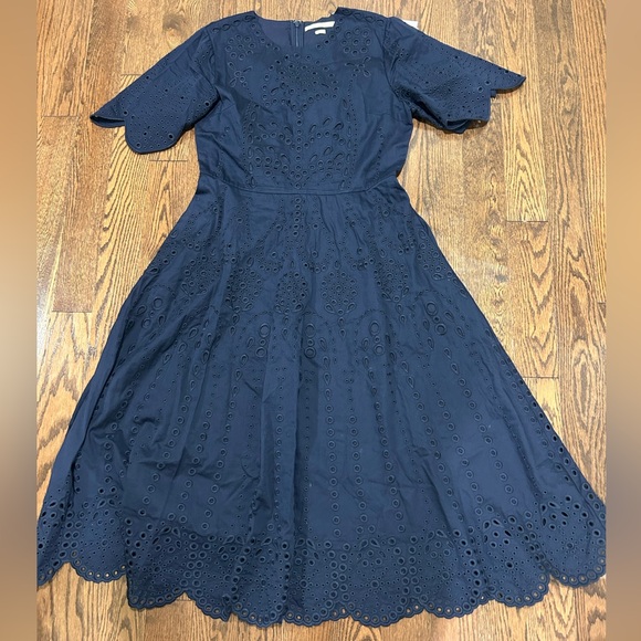 Jason Wu Navy Eyelet Dress - Picture 1 of 4